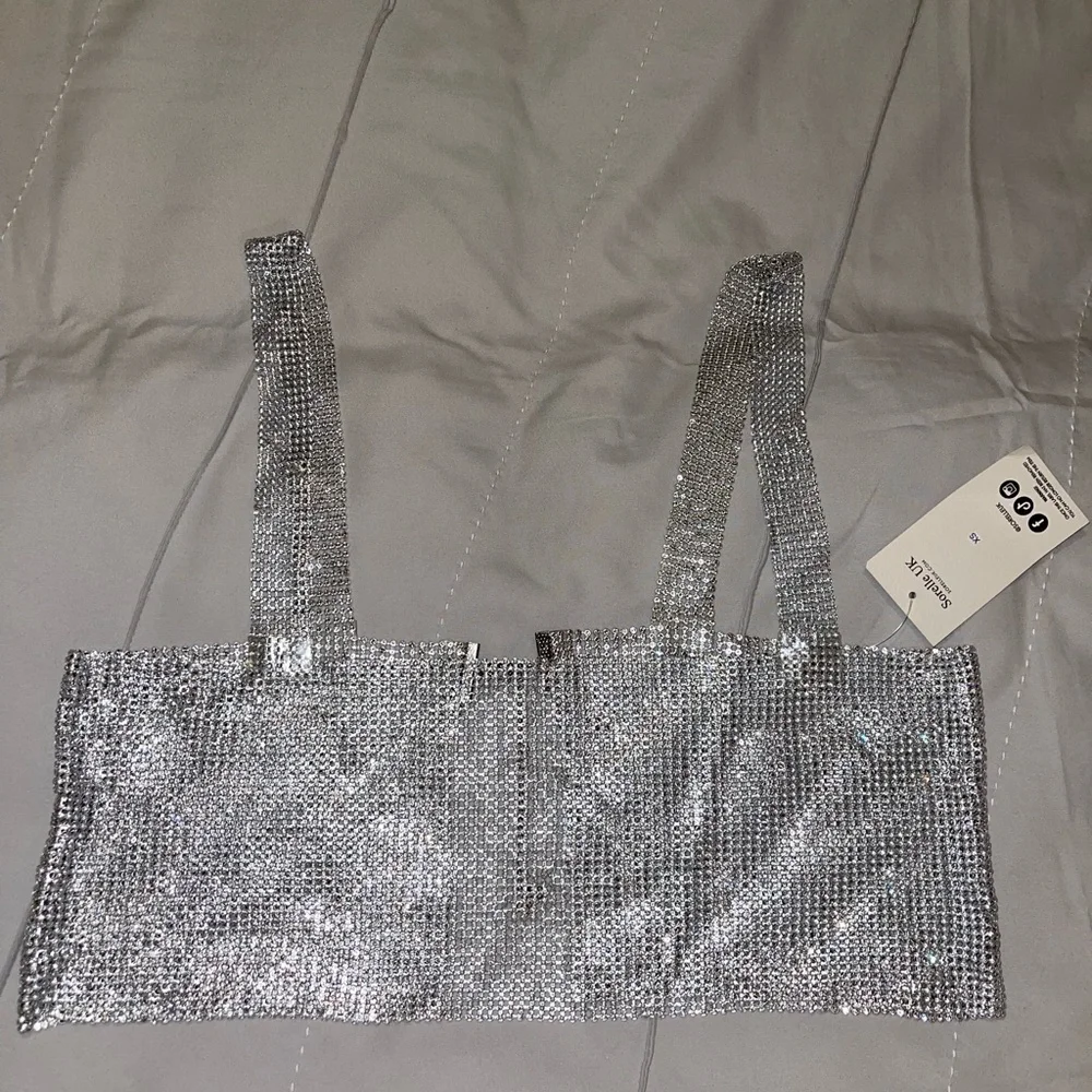 Metallic Rhinestone Silver Top - Picture 7 of 8